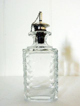 Rare Antique Art Deco 1928 Sterling Silver Cut Glass Oil Vinegar Pourer Pot Jar