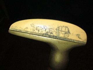 Mwx.  31: Antique Victorian Ivory White Scrimshaw Handle Walking Stick Cane
