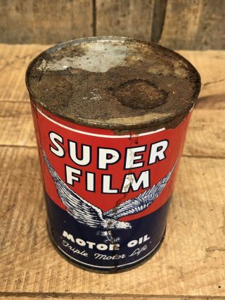 RARE Vintage FILM MOTOR OIL Gas Service Station Qt Can EAGLE Graphics NOS 6