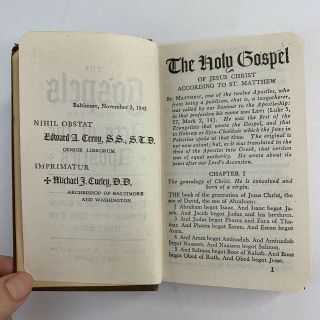 WWII 1941 Testament Pocket Sized Bible Roman Catholic Version US Army FDR 4