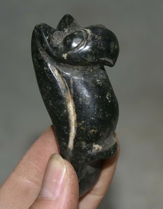 7cmneolithic China Hongshan Culture Old Black Meteor Bat Bird God Statue Pendant
