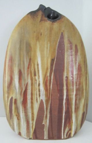 Vintage Andrew Bergloff drip glaze paddle ceramic pottery vase mid century retro 2