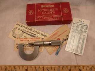 Nos Vintage Starrett No.  575d Point Thread Micrometer 32 To 40 Threads Usa