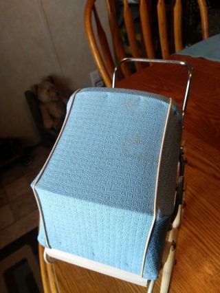 Vintage Blue DOUCET Baby Doll PRAM CARRIAGE BUGGY Made in FRANCE 4