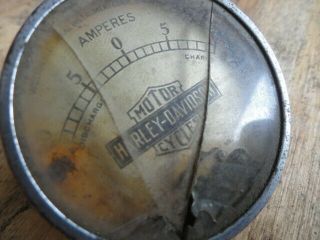 Antique Motorcycle Harley J,  Jd Amp Meter Silver Face Bar And Shield