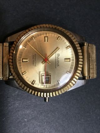 Vintage Bulova Oceanographer Automatic 333 Feet 10 K Gold Bezel Wristwatch 2