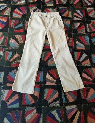 Vtg 70s Levis Mens 31 X 30 Corduroy Pants White Cotton Cords Jeans Disco Rare