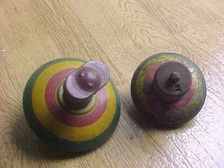 2 Vintage Tin Spinning Tops 1 By Lindstrom Toy