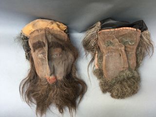 Antique Vintage Screen Masks Handprinted Very Rare Odd Fellows Costume