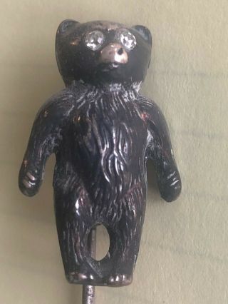 Rare Edwardian Sterling Silver Teddy Bear Hatpin Adie And Lovekin Chester 1906