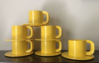 Rare Six Vintage Massimo Vignelli For Heller Max 2 Cups Saucers,  Italy