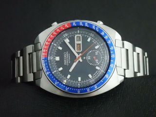 Vintage Seiko 6139 - 6009 Automatic Chronograph Mens Watch Pepsi Blue