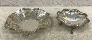 2 Antique/vintage Ornate Silver Dishes/bowls With Engraved Makers Marks 816