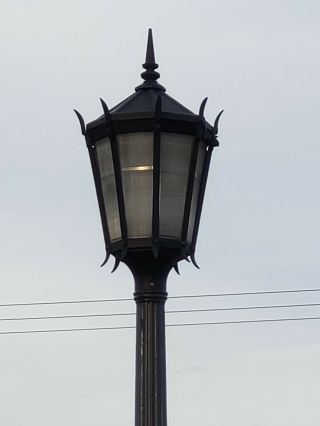 Large 20 " X 36 " Vintage Glass Iron Lantern Yard Parkinglot Street Light Lamp
