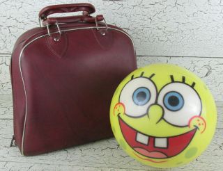 Brunswick Spongebob Bowling Ball 12 Pound Yellow Drilled Rare Usa Vintage Bag