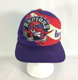 Toronto Raptors 1994 Big Logo Swoosh Vintage Twins Snapback Hat Cap Tags Nos