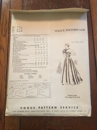 Vogue Paris Model 1210 HEIM 50s Vintage 1953 Pattern Size 14 Bust 32 2