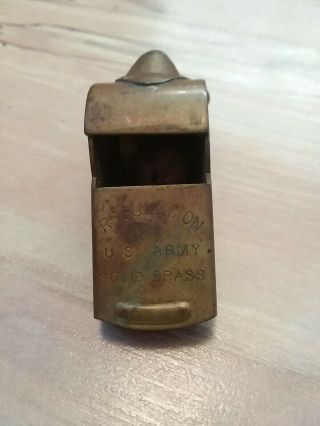 Vintage Wwii Regulation Us Army Whistle Solid Brass Cork Ball