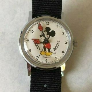 Vintage Disney Mickey Mouse 17 Jewel Unisex Watch 1918 - Exe - Runs