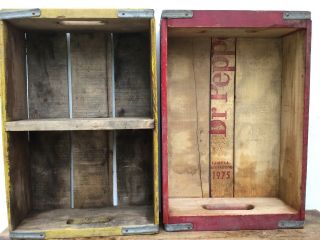 Four Antique Wooden Soda Crates - Pepsi,  Dr.  Pepper,  7up,  Coke (1) 2