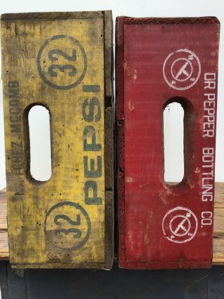 Four Antique Wooden Soda Crates - Pepsi,  Dr.  Pepper,  7up,  Coke (1) 3