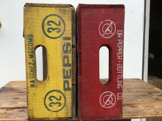 Four Antique Wooden Soda Crates - Pepsi,  Dr.  Pepper,  7up,  Coke (1) 4