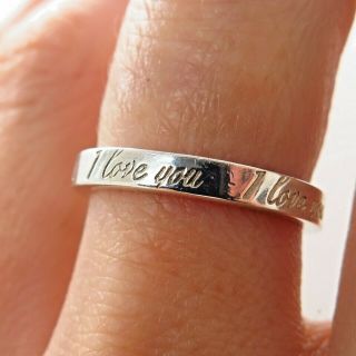 Tiffany & Co.  925 Sterling Silver Tiffany Notes " I Love You " Designer Band Ring