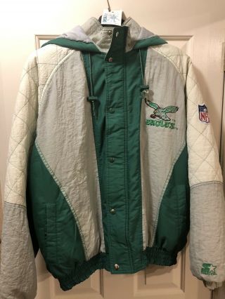 Vintage 80’s Starter Eagles Full Zip Coat Jacket Kelly Green Men’s Large L