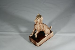 Vintage Rookwood Brown Terrier Dog Figural Paperweight 2777 - 5 " Lovely