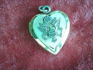 Wwii Us Army Sterling Silver Gold Tone Sweetheart Necklace Photo Locket