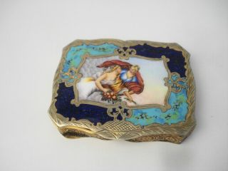 Wonderful Vintage Italy Enamel & Silver Gold Gilt Victorian Style Compact