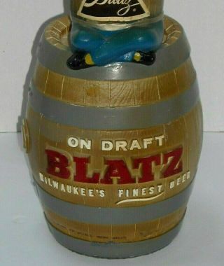 Vintage Advertising 1950 ' s Blatz Beer on Draft Chalk Keg Man Statue Display Sign 6