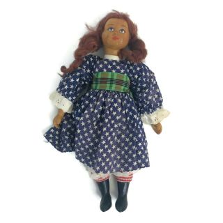Vintage Patti Hale Doll Artist Hand Carved Wooden Doll Patriotic Peppermint 11 "