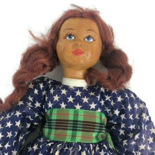 Vintage Patti Hale Doll Artist Hand Carved Wooden Doll Patriotic Peppermint 11 