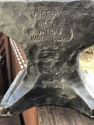 RARE 80 lb.  PETER WRIGHT BLACKSMITH ANVIL - Made 1910 - 1930 - NR 3