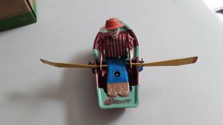 Vintage Collectible Tin Toy Rowboat Boatman Boat Ms385 W/o Key