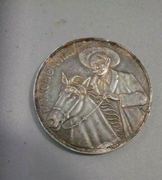 Vintage Pancho Villa Silver Coin Good Need Cleaning Plata Pura,  999 Onzas