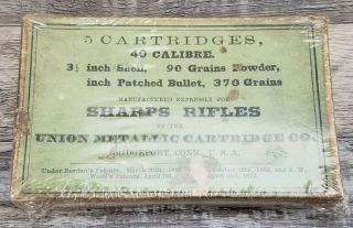 Rare Union Metalic Cartridges 40 Calibre Paper Ammo Box For Sharps Rifles Empty