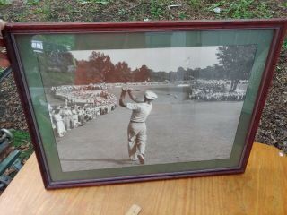 Vintage Ben Hogan Famous 1 Iron Shot Signed Photo Framed Large Size 20x26