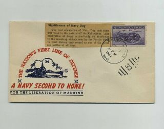 1944 Wwii Ww2 Us Patriotic Propaganda Cover Envelope Navy Day Liberation Wz5927