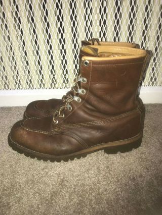 Vintage Chippewa Brown Leather Boots Shoes Made Usa Men 