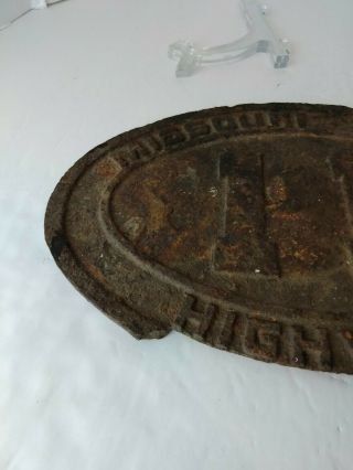 Extremely RARE Cast Iron vintage Missouri State Highway 11 Sign oval shaped 9