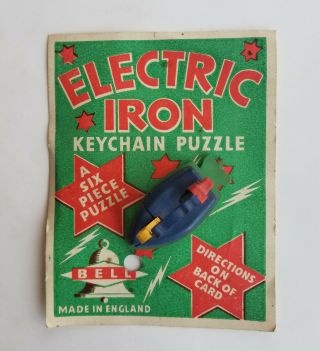 1950s Electric Iron Vintage Bell Card England Keychain Puzzle 3d Assembly