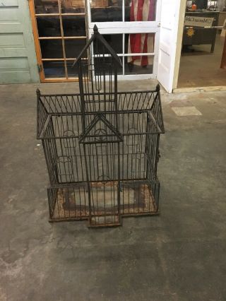 Vintage Steel Frame Bird Cage Church Bird House 30”x20”x12”