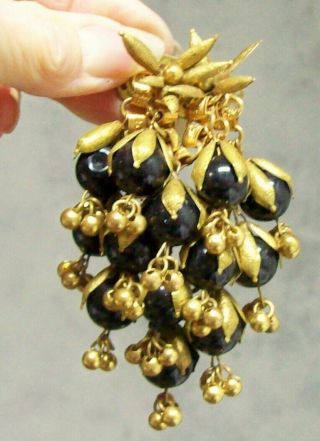 Wonderful Antique Black & Gold Swinging Drop Dangle Brooch Pin