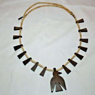 Vintage Depression Era Santo Domingo Pueblo Thunderbird Beaded 30 Inch Necklace 3