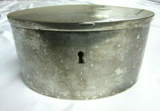 Antique Bandu Silver Oval Trinket Box Container 7 " X 5 " X 3 1/2 "