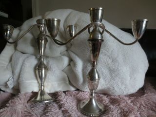 2 Vtg Duchin Creation Sterling Silver Weighted Curved Arm 3 Candle Candelabra