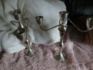 2 VTG DUCHIN CREATION STERLING SILVER WEIGHTED CURVED ARM 3 CANDLE CANDELABRA 2