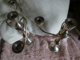 2 VTG DUCHIN CREATION STERLING SILVER WEIGHTED CURVED ARM 3 CANDLE CANDELABRA 3